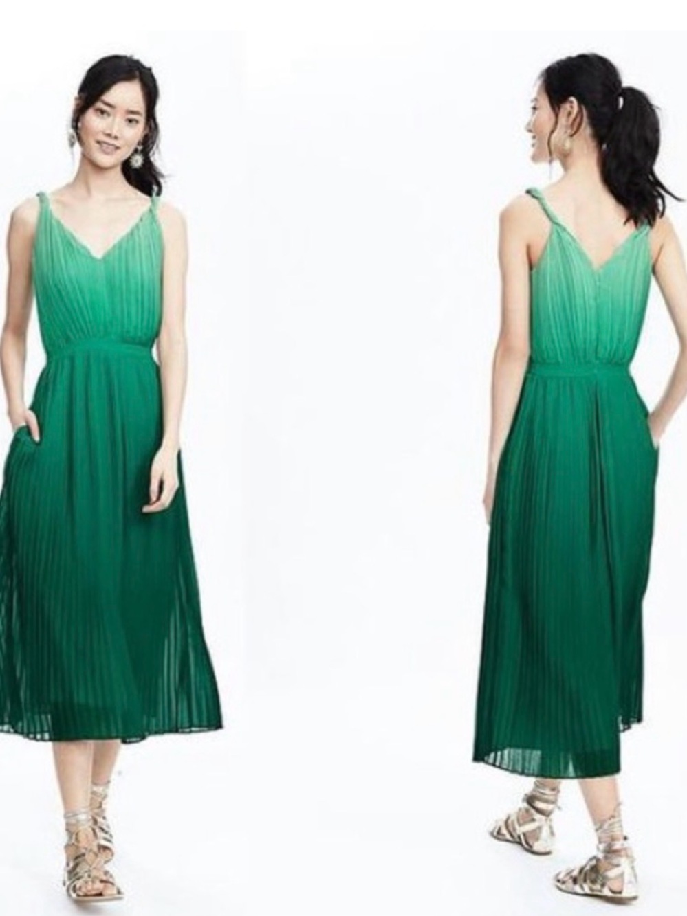 Banana Republic Pleated Green
Midi Dress Size 8